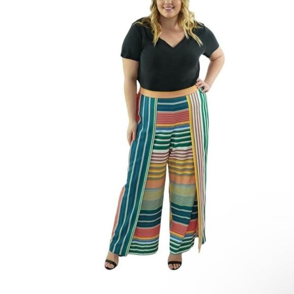Maree Pour Toi wrap front wide leg pants in multicolor Size 12 - Picture 1 of 13
